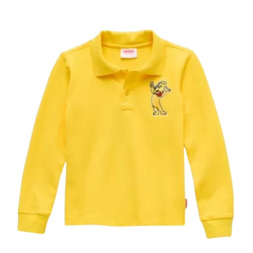 Haribo Goldbear Unisex Long Sleeve Polo Shirt Yellow Kids Size 5T Gold Bear Logo